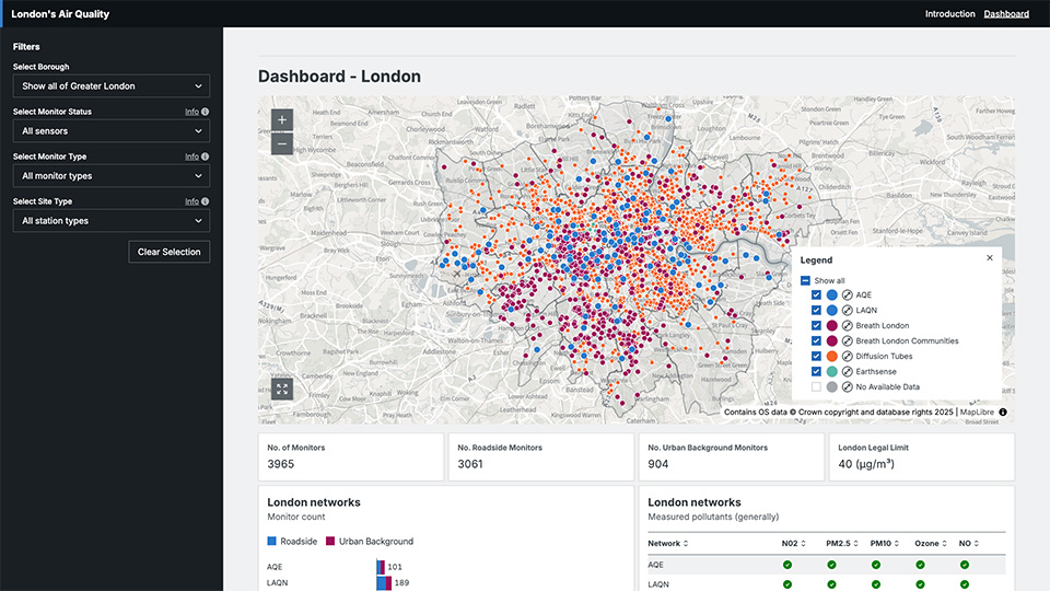 A screenshot of The Air Quality Dashboard
