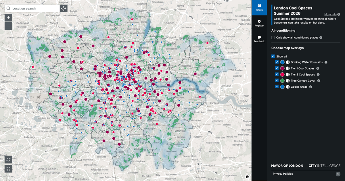 Screenshot of Cool Spaces map
